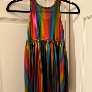 Pink Chicken Rainbow Metallic Kids Dress